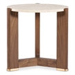 Bowery Hill Round Marble-Top End Table with Open-Frame Base in Medium