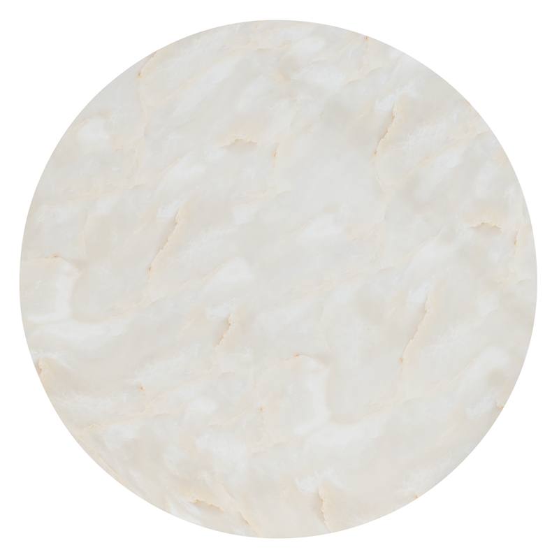 Bowery Hill 48in Round Pedestal Dining Table in Cream Faux Onyx