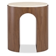 Bowery Hill Round Marble-Top End Table with Archway Base in Medium