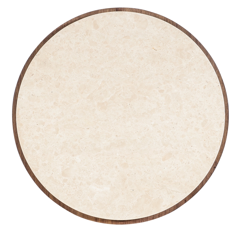 Bowery Hill Round Marble-Top End Table with Archway Base in Medium