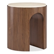 Bowery Hill Round Marble-Top End Table with Archway Base in Medium