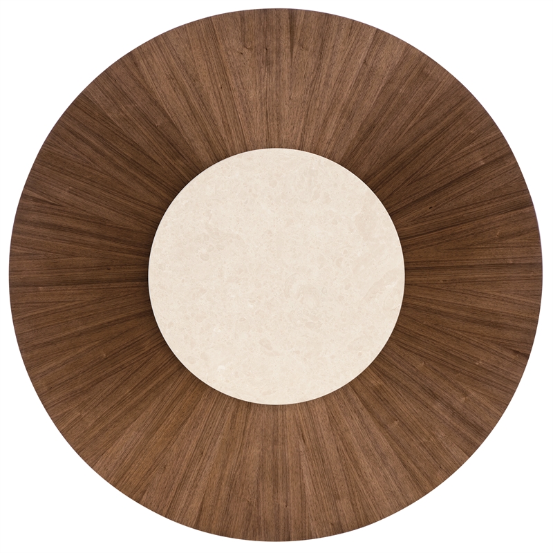 Bowery Hill 66in Round Pedestal Dining Table in Medium Wood Finish