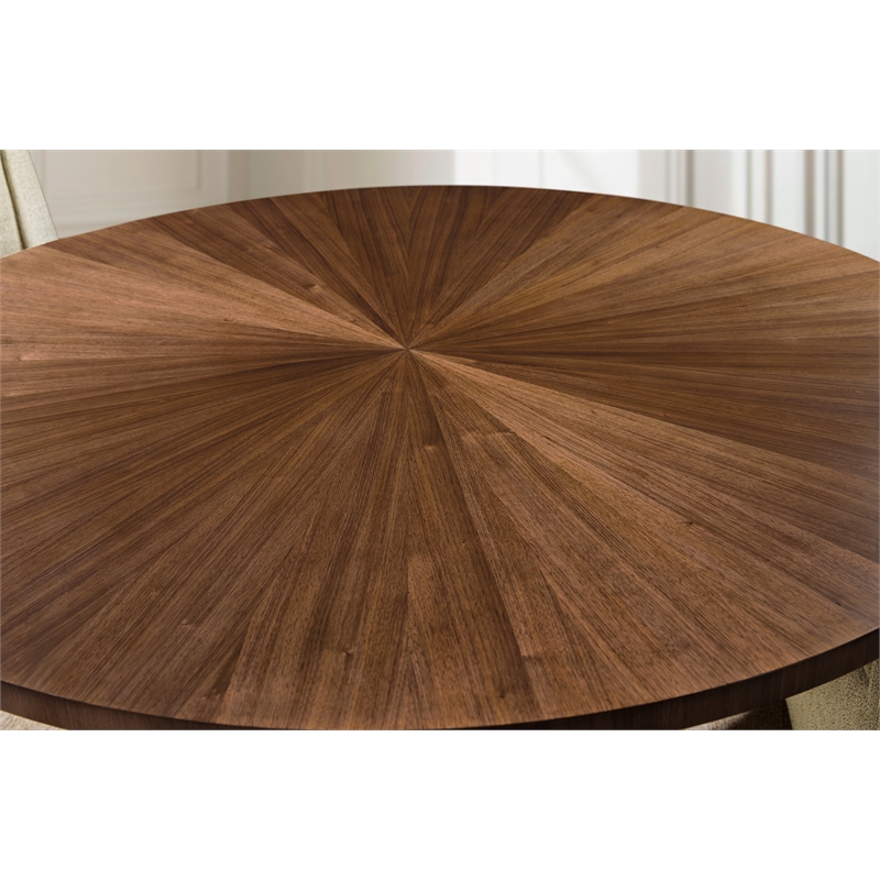 Bowery Hill 66in Round Pedestal Dining Table in Medium Wood Finish