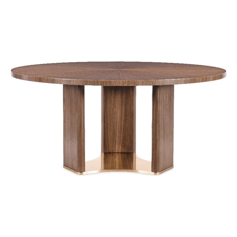 Bowery Hill 66in Round Pedestal Dining Table in Medium Wood Finish