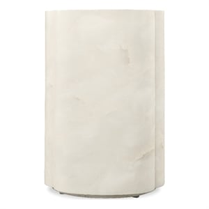 Bowery Hill Cloverleaf Resin Accent Table in Cream Faux Onyx