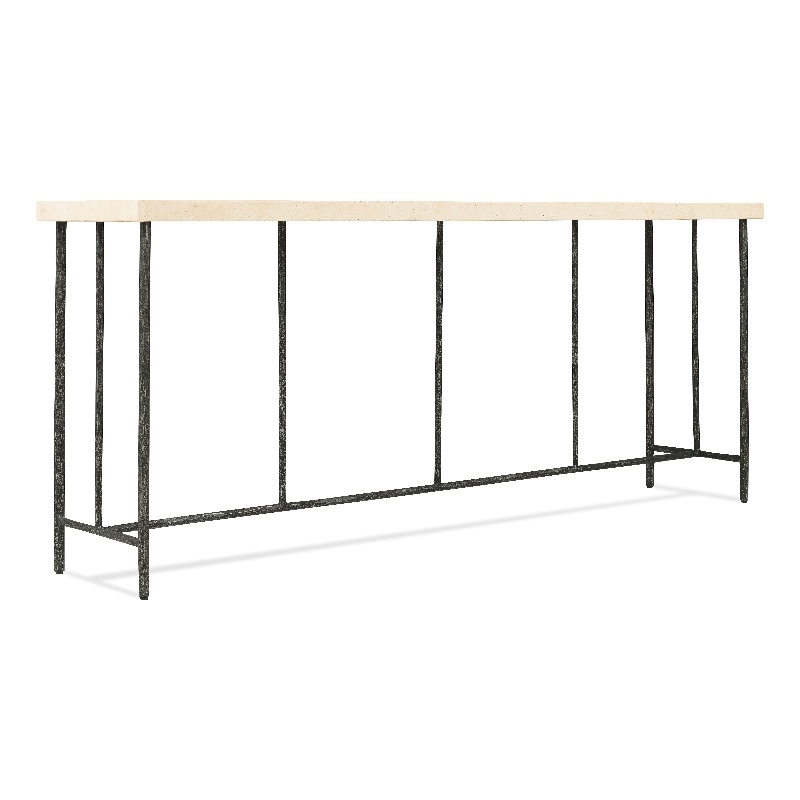 Bowery Hill Metal Framed Console Table with Stone Top in Gray