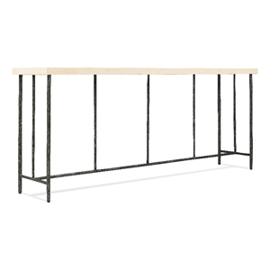 Bowery Hill Metal Framed Console Table with Stone Top in Gray