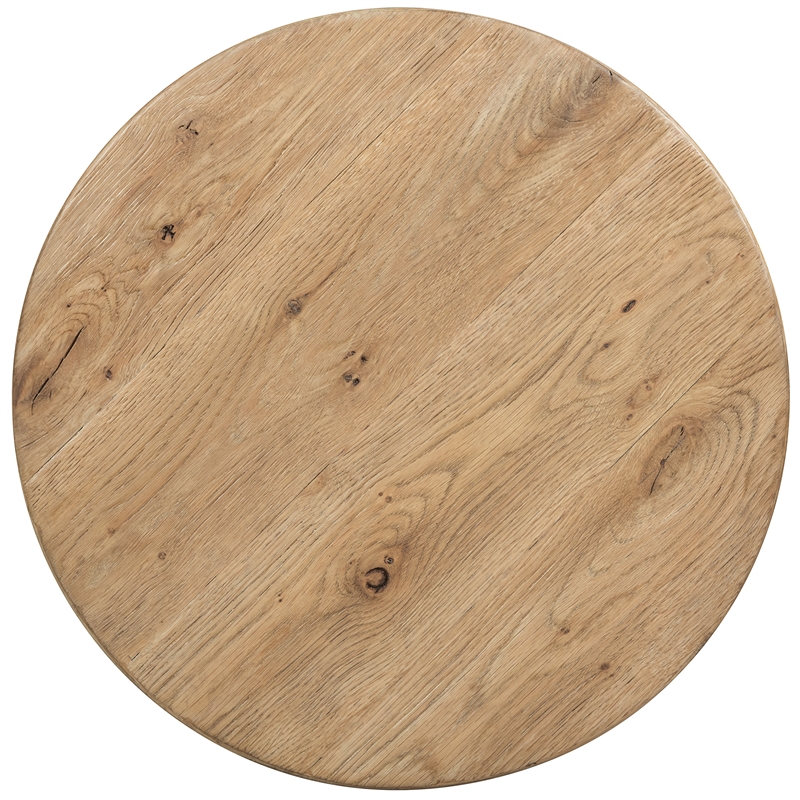 Bowery Hill Round Pedestal End Table in Rustic Light Brown Wood