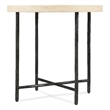 Bowery Hill Round Metal Side Table with Stone Top in Gray Finish
