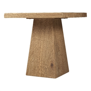 Bowery Hill Square Pedestal End Table in Rustic Light Brown Wood