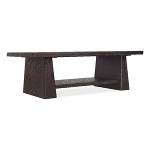 Bowery Hill Rectangle Cocktail Table with Fixed Shelf in Black Wood