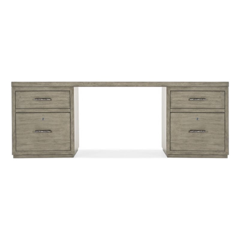 Bowery Hill 84in Home Office Desk with Two File Drawers in Smoked Gray