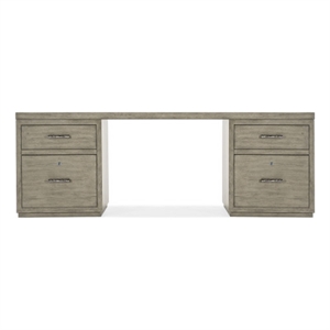 Bowery Hill 84in Home Office Desk with Two File Drawers in Smoked Gray