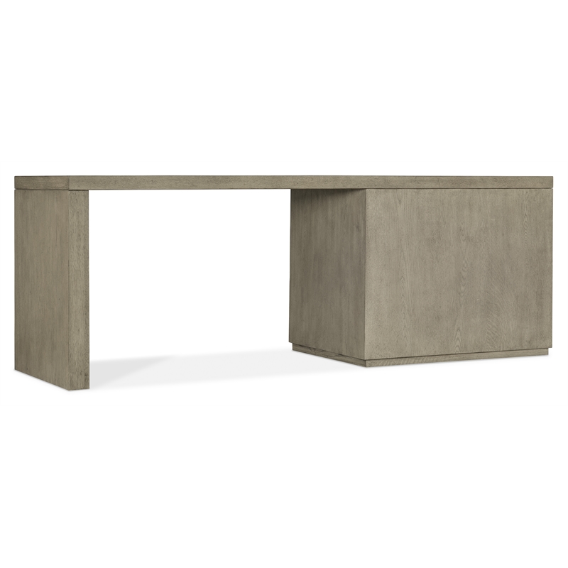 Bowery Hill 84in Home Office Desk with Lateral File in Smoked Gray