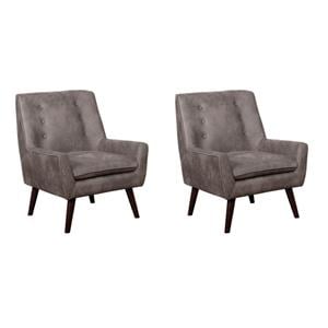 Bowery Hill Set of 2 Accent Chairs in Dark Brown Faux Leather