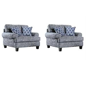 Bowery Hill Transitional Armchairs - Set of 2 in Blue Fabric