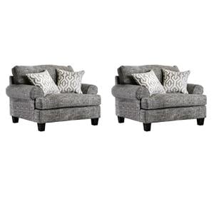 Bowery Hill Set of 2 Transitional Armchairs in Gray Fabric