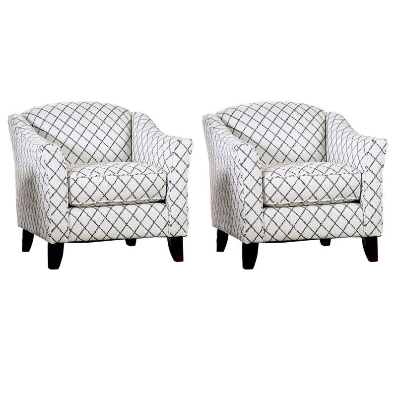 Bowery Hill Set of 2 Arm Chairs in Bluish Gray Linen Fabric