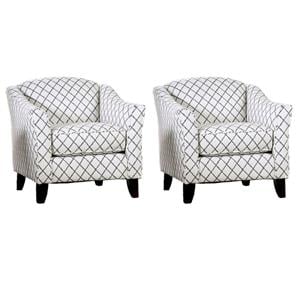 Bowery Hill Set of 2 Arm Chairs in Bluish Gray Linen Fabric