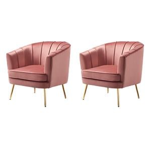 Bowery Hill Velvet Accent Chairs - Set of 2 in Vintage Pink Rose