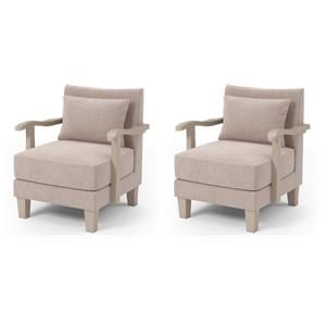 Bowery Hill Set of 2 Transitional Accent Chairs in Beige Faux Leather