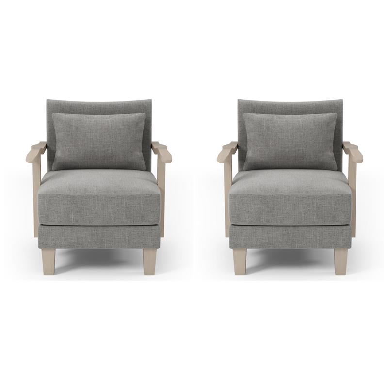 Bowery Hill Transitional Accent Chairs - Set of 2 in Gray Faux Leather