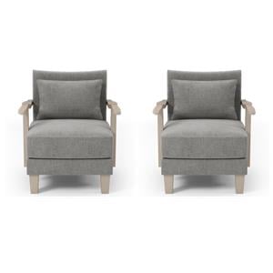 Bowery Hill Transitional Accent Chairs - Set of 2 in Gray Faux Leather