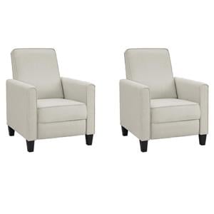 Bowery Hill Set of 2 Transitional Push Back Chairs in Beige Linen