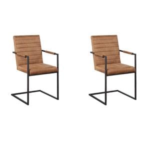 Bowery Hill Set of 2 Fabric Upholstered Armchairs in Brown