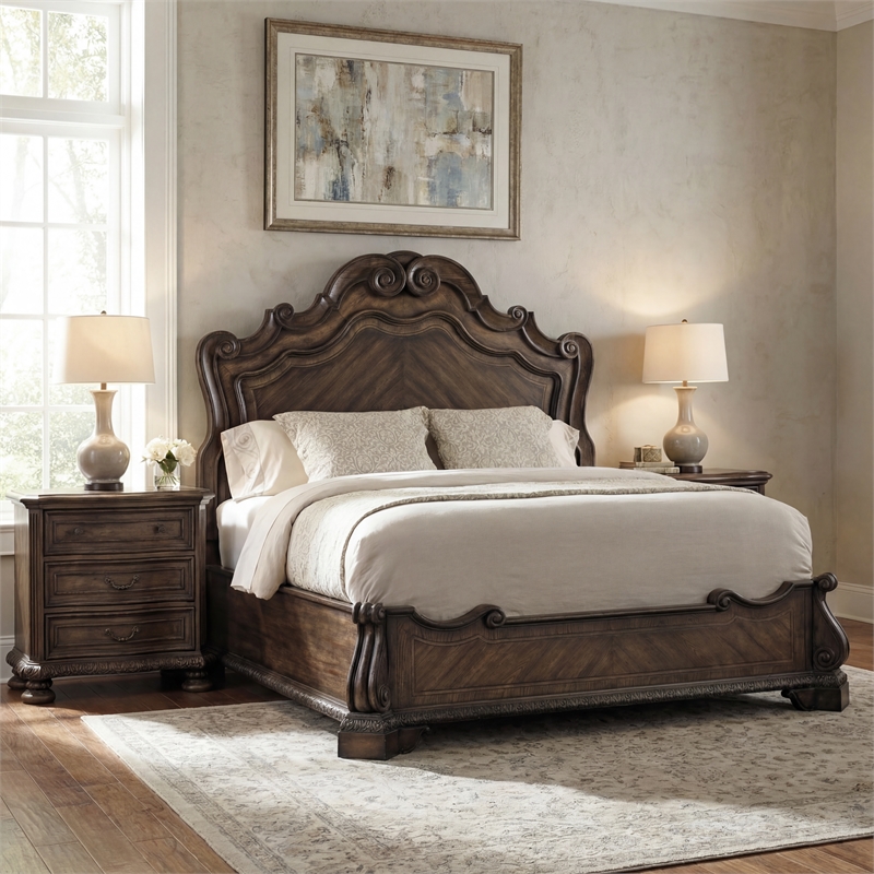 Bowery Hill 3-Drawer Nightstand in Rustic Walnut Finish with Cedar Lining