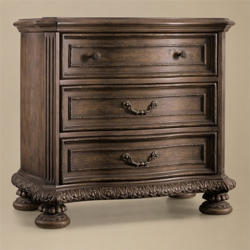 Bowery Hill 3-Drawer Nightstand in Rustic Walnut Finish with Cedar Lining