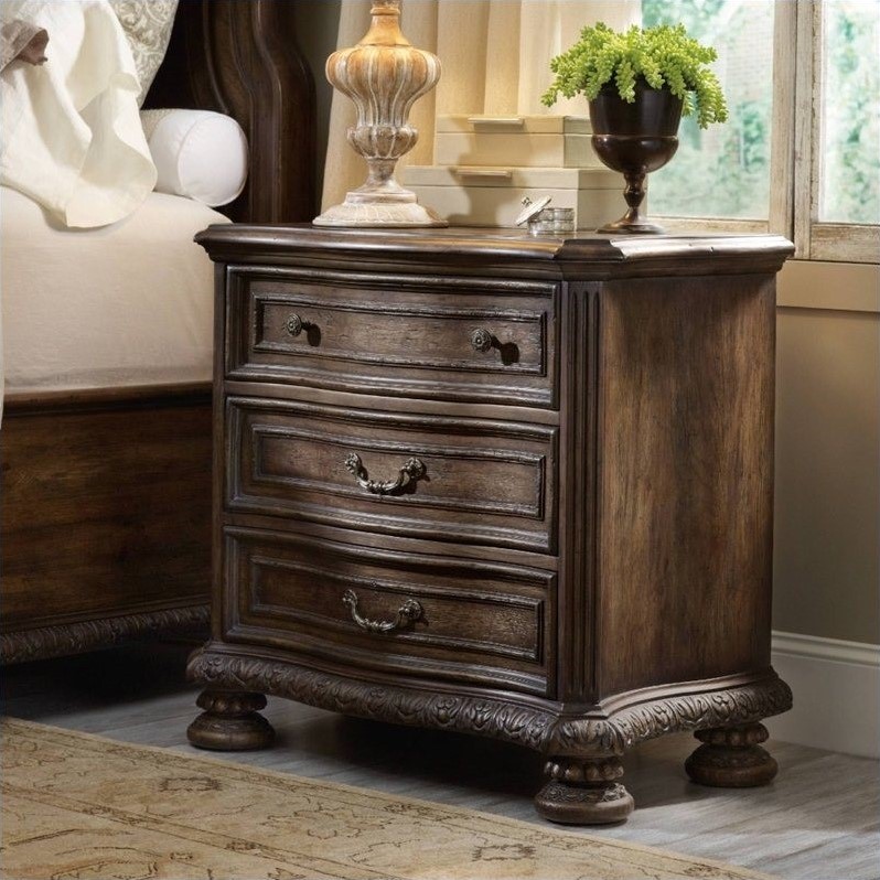 Bowery Hill 3-Drawer Nightstand in Rustic Walnut Finish with Cedar Lining