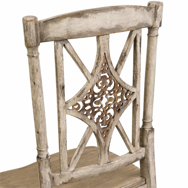 Bowery Hill Wood Dining Side Chair with Fretback Design in Cream Finish