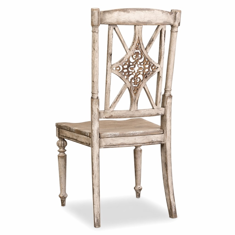 Bowery Hill Wood Dining Side Chair with Fretback Design in Cream Finish