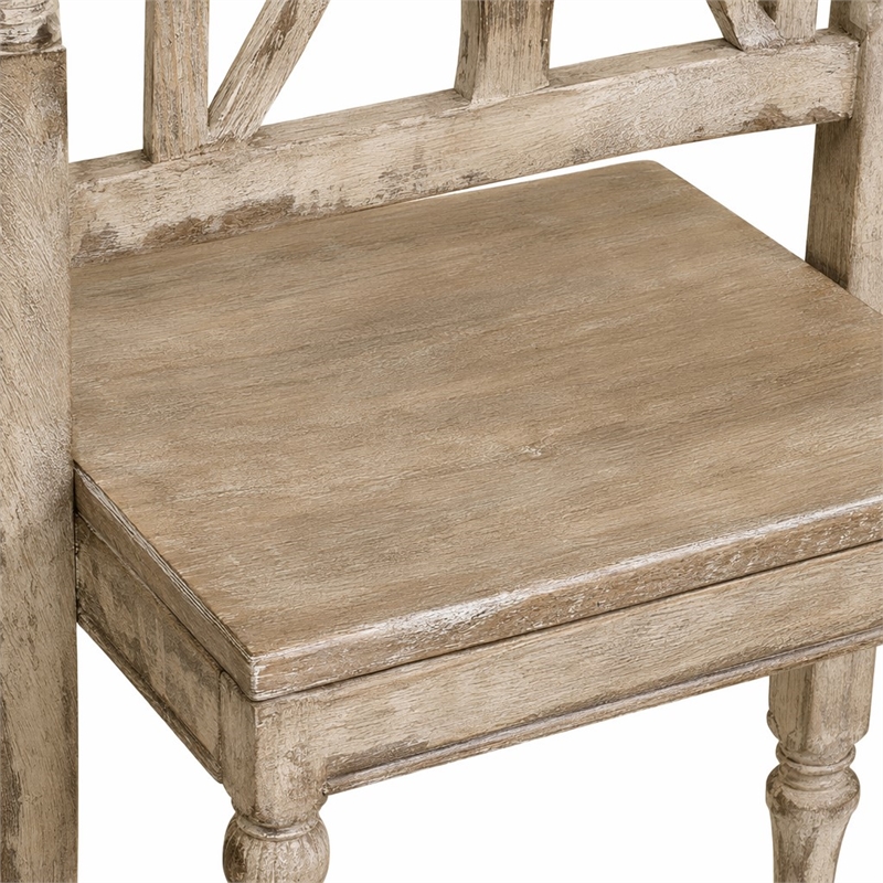 Bowery Hill Wood Dining Side Chair with Fretback Design in Cream Finish