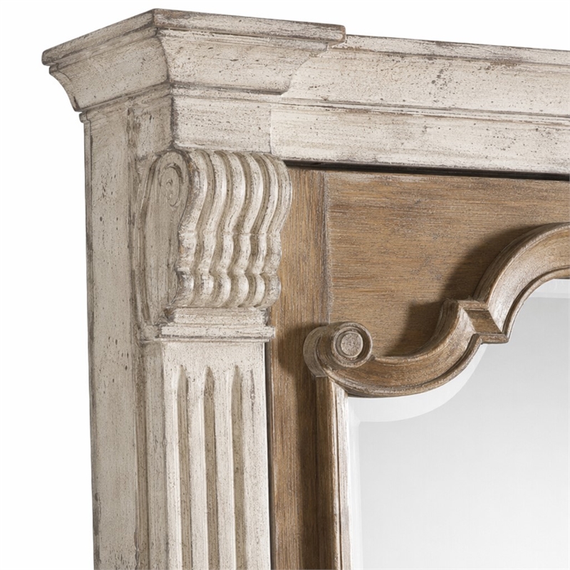 Bowery Hill Wood-Framed Floor Mirror with Jewelry Storage in Beige