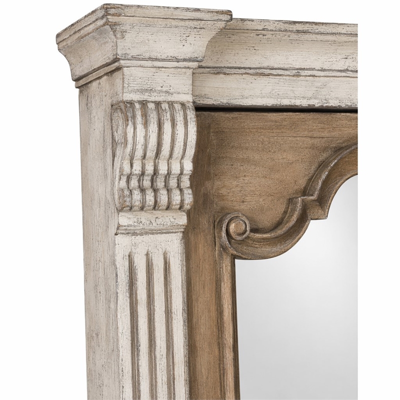 Bowery Hill Wood-Framed Floor Mirror with Jewelry Storage in Beige
