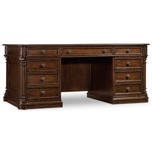 Bowery Hill Mahogany Executive Desk with Keyboard Drawer and Veneers