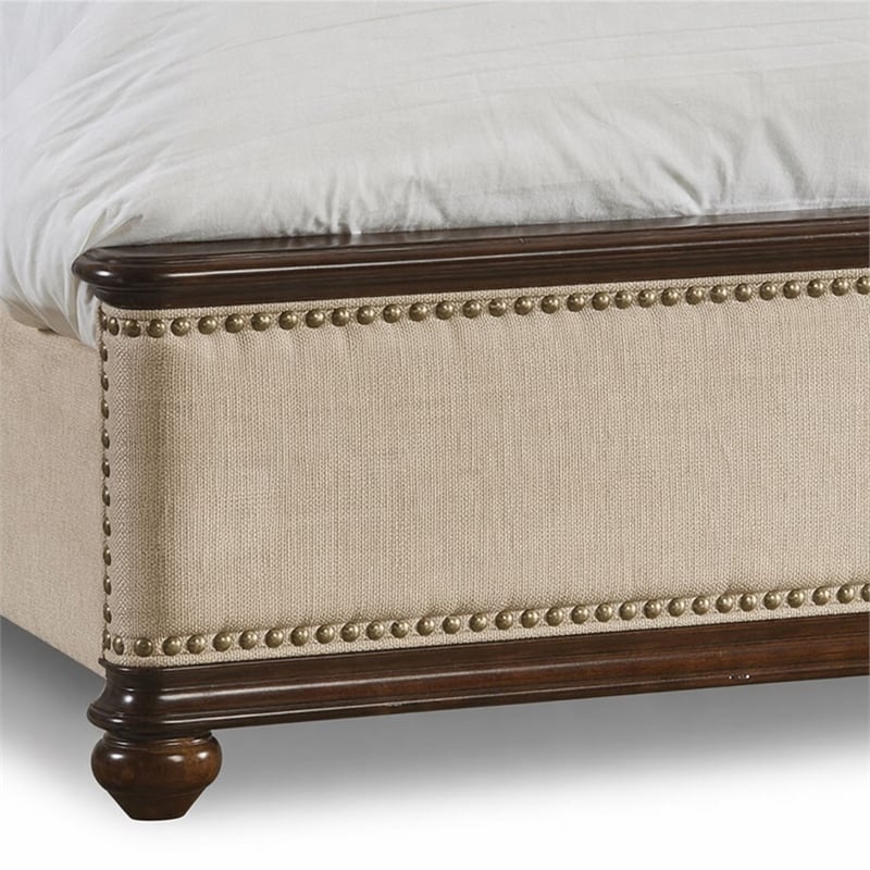 Bowery Hill King Tufted Upholstered Bed in Mahogany and Fabric
