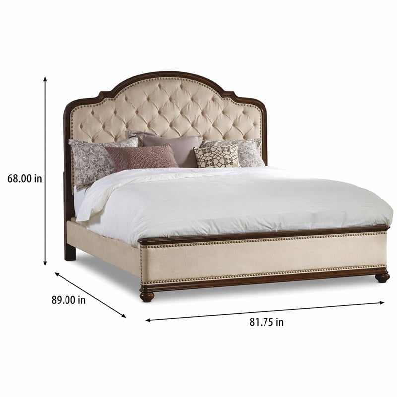 Bowery Hill King Tufted Upholstered Bed in Mahogany and Fabric