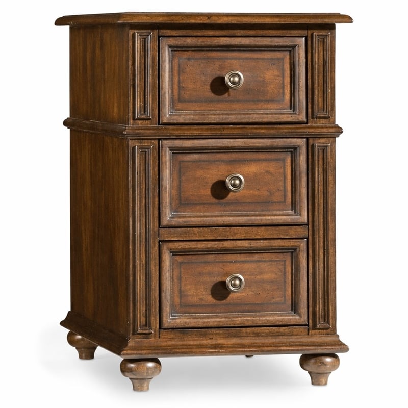 Bowery Hill Chairside End Table in Mahogany Finish with 3 Drawers
