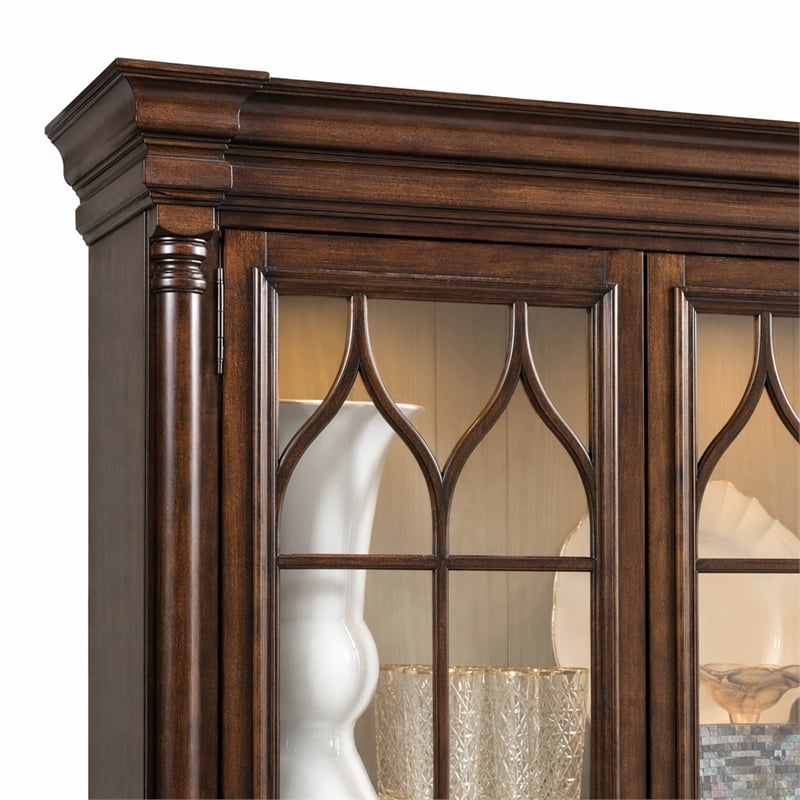 Bowery Hill Dining Display Cabinet with Glass Accents in Mahogany Finish
