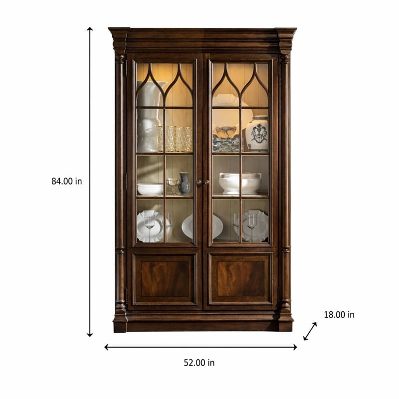 Bowery Hill Dining Display Cabinet with Glass Accents in Mahogany Finish