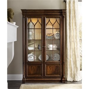 Bowery Hill Dining Display Cabinet with Glass Accents in Mahogany Finish