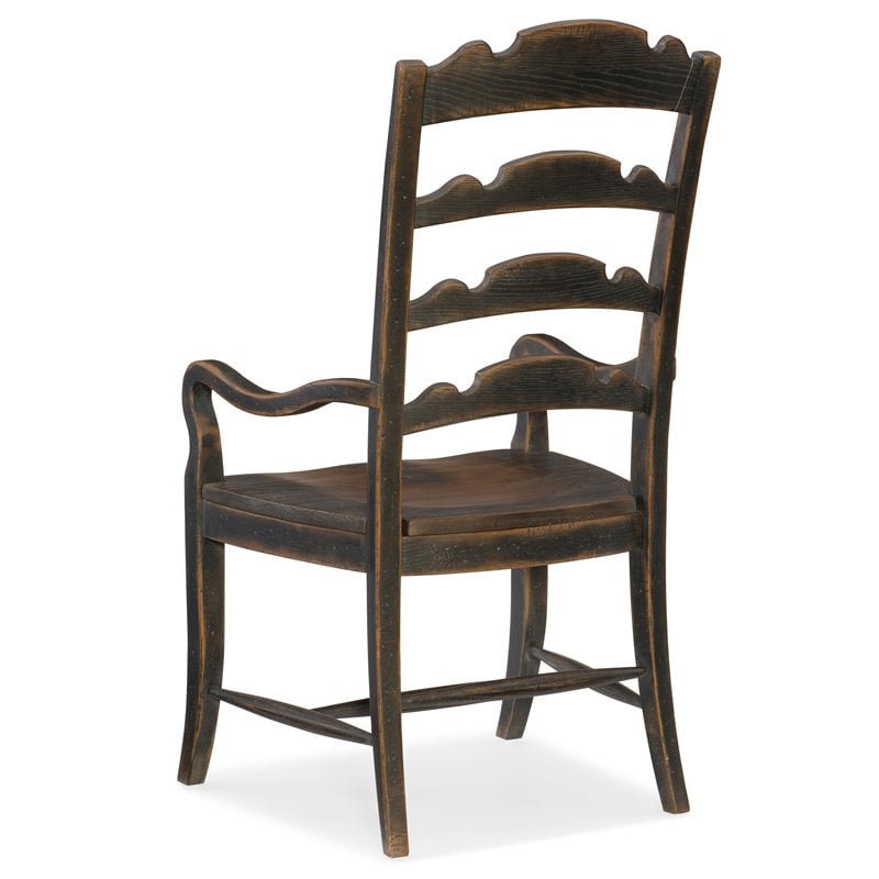 Bowery Hill Twin Sisters Ladderback Arm Chair in Anthracite Black