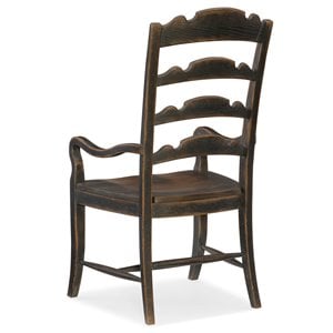 Bowery Hill Twin Sisters Ladderback Arm Chair in Anthracite Black