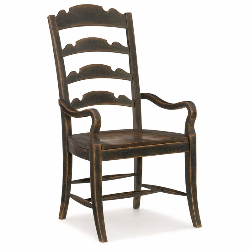 Bowery Hill Twin Sisters Ladderback Arm Chair in Anthracite Black