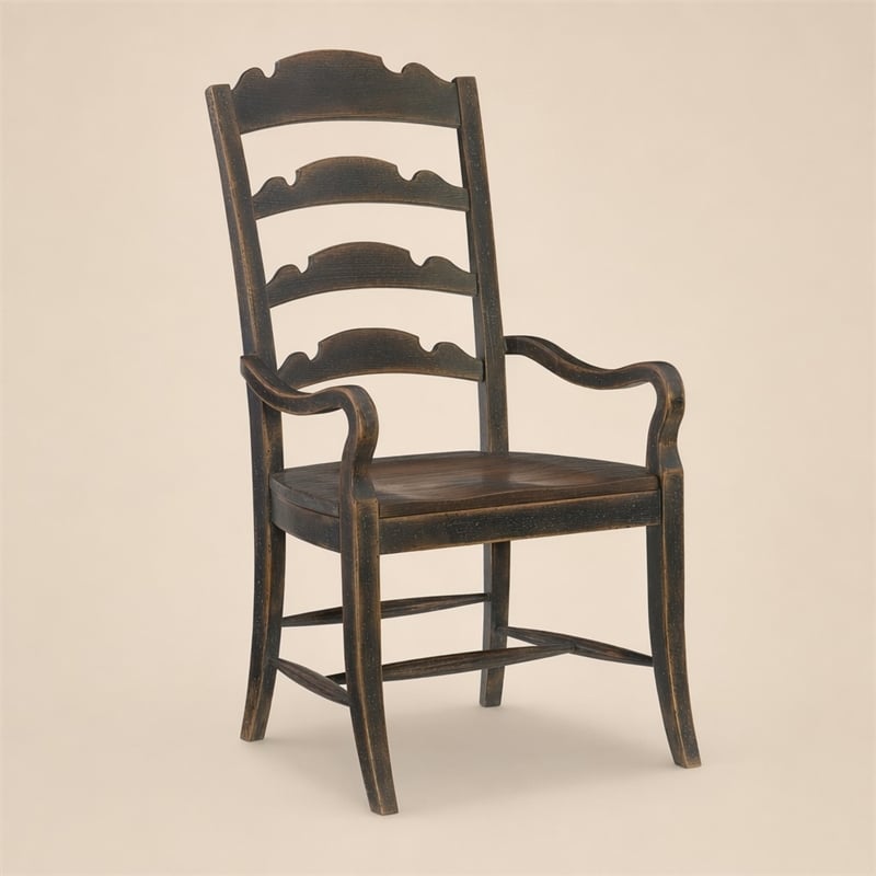 Bowery Hill Twin Sisters Ladderback Arm Chair in Anthracite Black