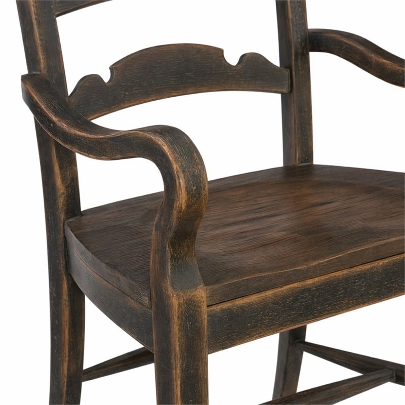 Bowery Hill Twin Sisters Ladderback Arm Chair in Anthracite Black