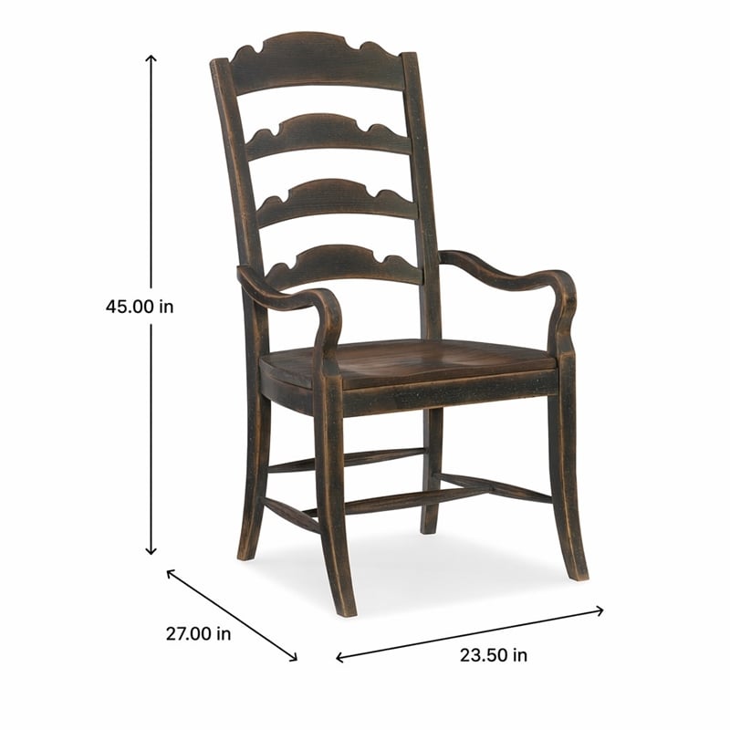 Bowery Hill Twin Sisters Ladderback Arm Chair in Anthracite Black